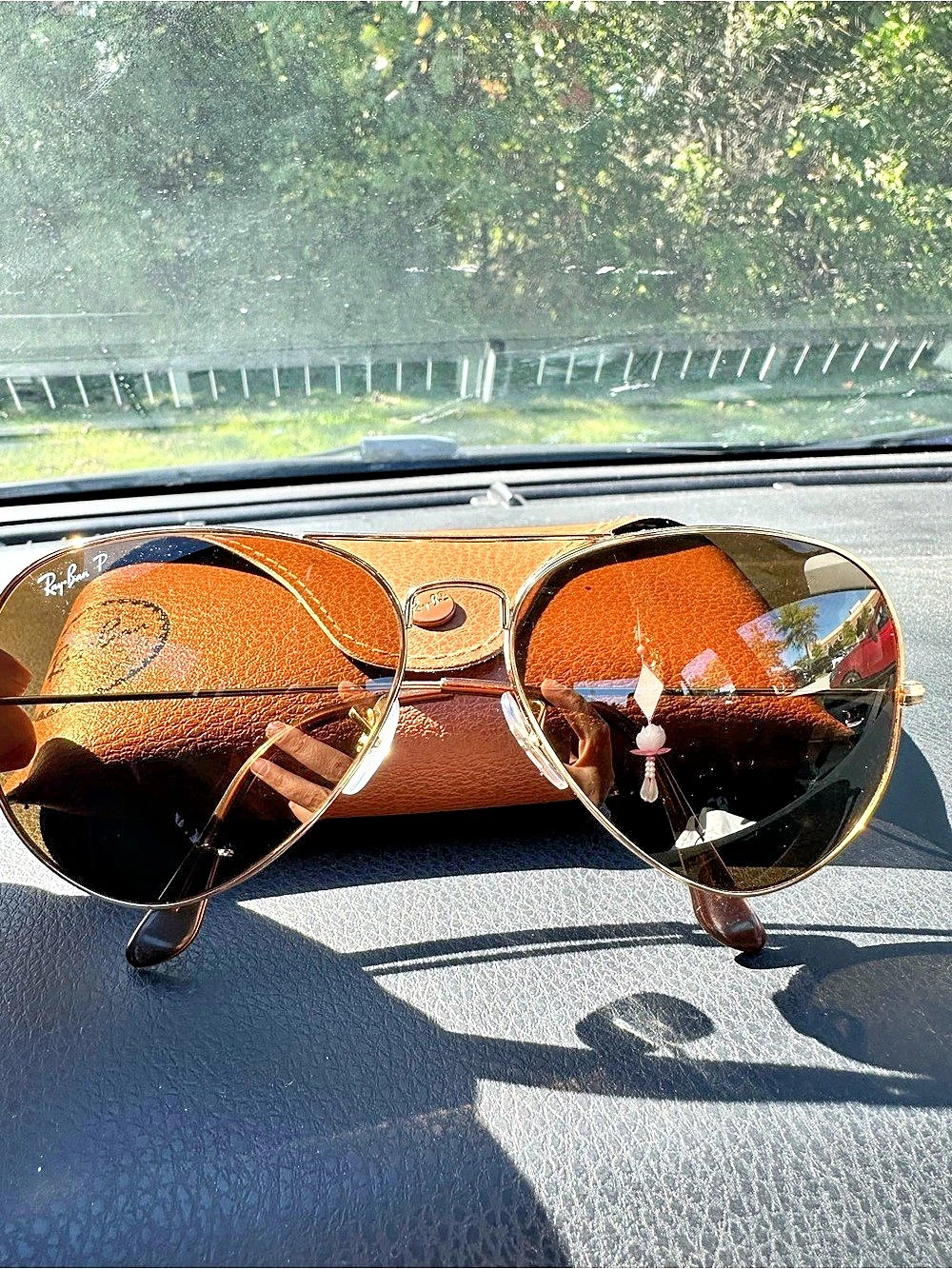 Ray-Ban Classic Polarized Aviator Sunglasses Gold Brown B-15 RB3025 with Case